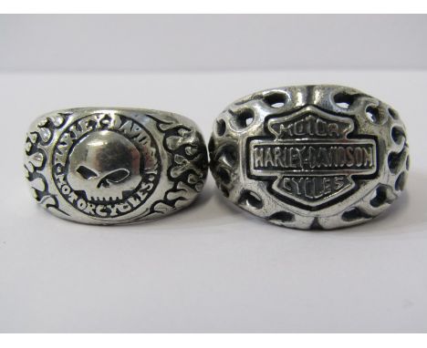 TWO SILVER HARLEY DAVIDSON RINGS 