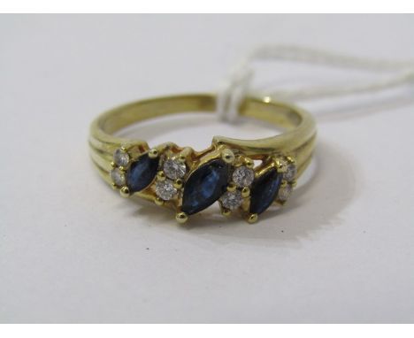 9ct YELLOW GOLD SAPPHIRE ETERNITY STYLE RING, size P/Q