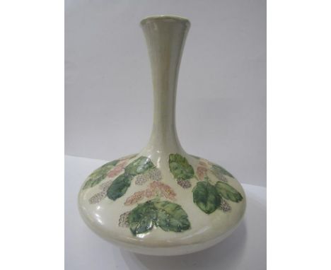 LISE MOORCROFT, pearl lustre 11" vase decorated with blackberry design, incised signature dated 1989 