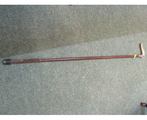 WALKING CANE, Chinese silver gripped rosewood walking cane 