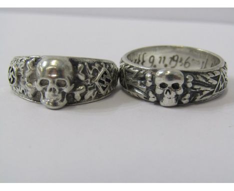 TWO SILVER GERMAN MILITARY - NATZI STYLE RINGS 