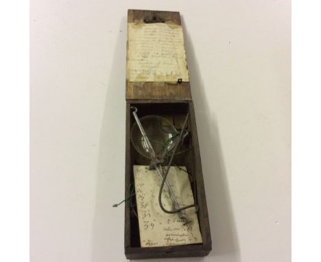 A set of 19th Century scales and weights contained in wooden box 