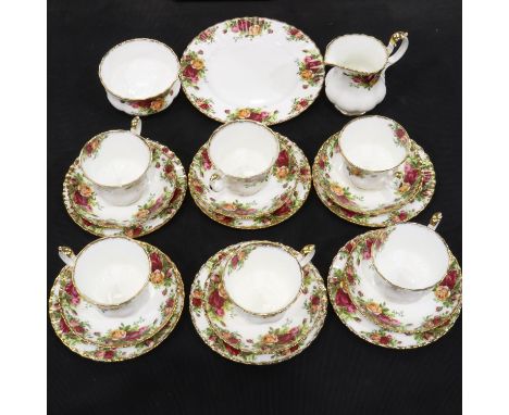 Royal Albert Old Country Roses tea ware of twenty one pieces. UK P&amp;P Group 3 (£30+VAT for the first lot and £8+VAT for su