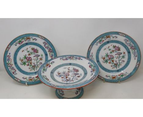 Minton BB New Stone comport and two plates, one plate cracked, comport D: 25 cm. UK P&amp;P Group 2 (£20+VAT for the first lo