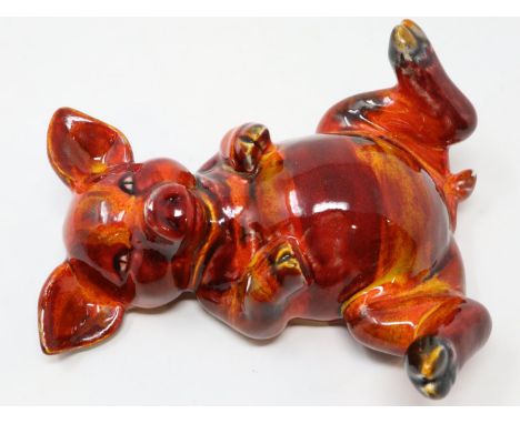 Anita Harris recumbent pig, no cracks or chips, L: 17 cm. UK P&amp;P Group 2 (£20+VAT for the first lot and £4+VAT for subseq