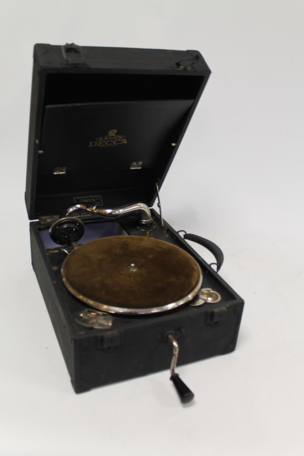 Vintage Decca Salon Portable Gramophone With Black Cloth Covered Case ...