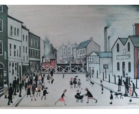 Laurence Stephen Lowry (1887-1976), 'The Crossing', signed in pencil lower right, Fine Art Trade Guild stamp, reproduction pr