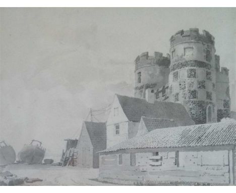 Michael Angelo Rooker A.R.A. (1743-1801), 'South Gate, Great Yarmouth', pencil and grey wash, signed reverse, inscribed lower