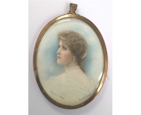 Florence Hannam (Exh.1887-1906), portrait miniature of Esme Collings, signed and inscribed, 6cm high, together with two Edwar