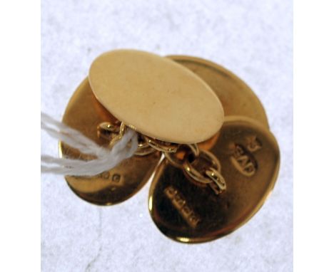 PAIR OF 18ct GOLD DOUBLE OVAL CUFFLINKS, Birmingham 1927, 9.2g