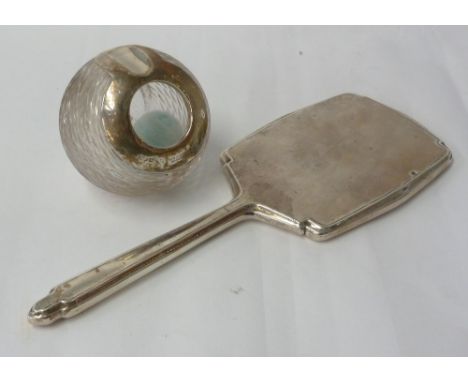 FINNIGANS LTD. MANCHESTER,  SILVER MOUNTED CUT GLASS ORBICULAR MATCH HOLDER AND STRIKE, Birmingham 1916 (a.f.) TOGETHER WITH 