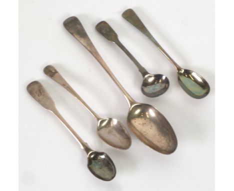 ANTIQUE SILVER DESSERT SPOON, Early English Pattern, engraved 'York Hotel', 7" (17.8cm) long, makers rubbed, TOGETHER WITH FO