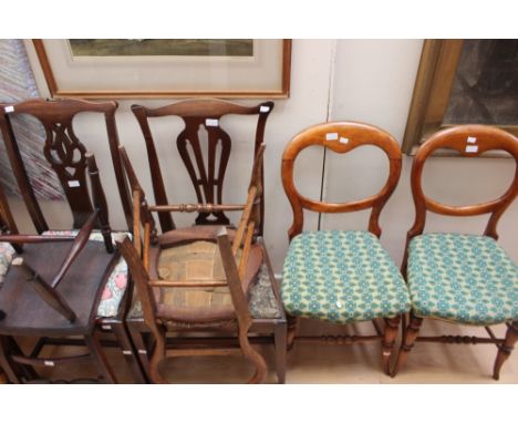 Two George III mahogany side chairs, circa 1780; together with a similar 20th Century chair, all in the manner of Thomas Chip