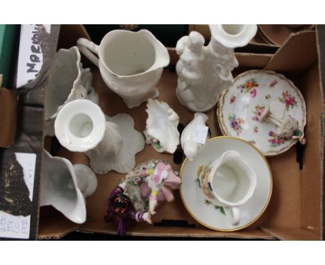 Dresden, Blanc du Chin figurines, dishes, candle sticks, etc, 19th and 20th Century (14) 