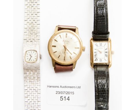 A Rotary silvered metal ladies bracelet watch, a 1960s Jobin automatic gentlemen's gold plated watch (3) 
