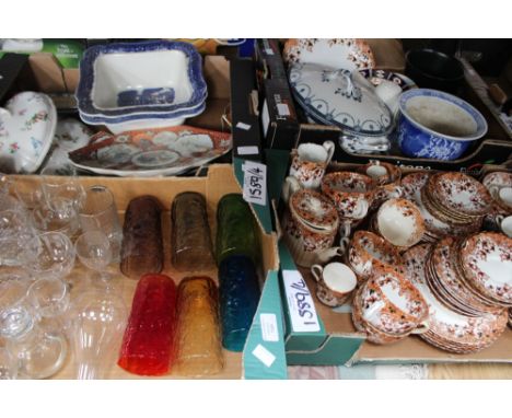 A Victorian tea service, Wedgwood, Moorcroft vase (af) Japanese plates, Meiji period (one af) tureens, glassware, Belleek vas