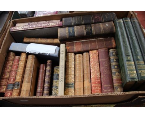 A box of leather binding, folio society and The Horse - three volumes Prof J Wortley Axe 