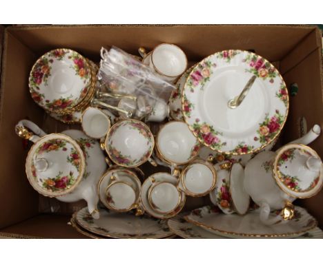 A Royal Albert 'Old Country Roses' tea and coffee set, comprising teapot, coffee pot, tea cups, coffee cups, saucers, side pl