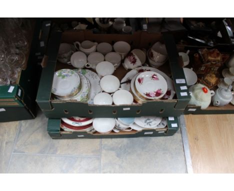Six boxes comprising assorted ceramics, including a Queen Anne tea set, another Queen Anne tea set; together with a box of Dr