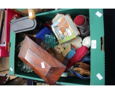 A quantity of miscellaneous collectables including Wade Tom and Jerry in original packaging, binoculars, dominoes, a George I