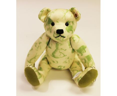 A boxed Steiff limited edition Signature lime green printed design bear, limited edition no 433 of 2008, model no 37245, with