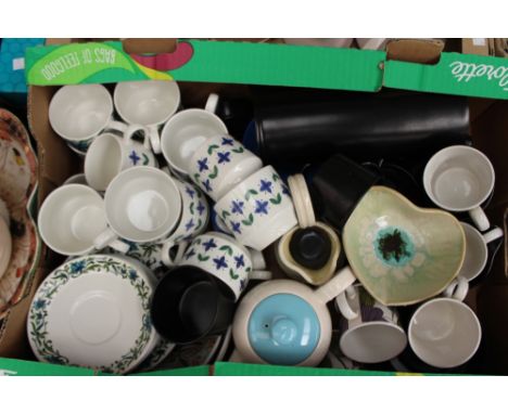 A collection of ceramics, comprising Japanese coffee set, two Midwinter part coffee sets, a Wedgwood part coffee set in black