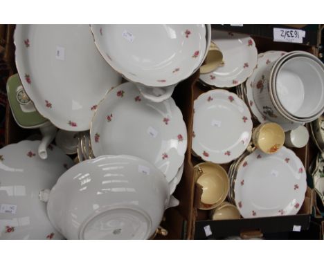 A quantity of Bavarian Nora dinner ware with rose spring decoration; together with Royal Worcester Evesham, Royal Doulton Ron