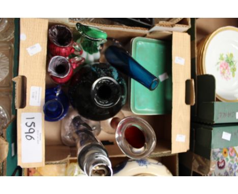 A box of hand blown Studio glass including Strathearn, Phoenetian, Marfat, etc, together with a tin of collectables including