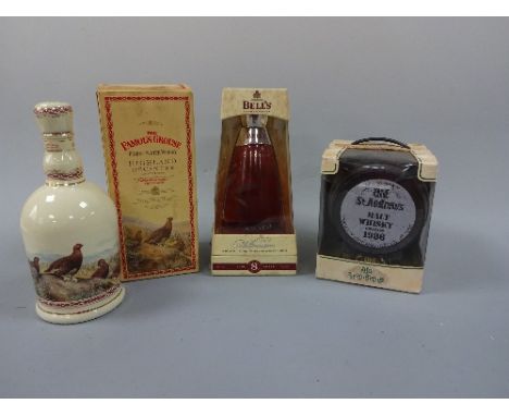 WHISKY, comprising Bell's eight year old Millennium 2000 Edition in box, 40%, 70cl, Famous Grouse Highland Decanter in cream 