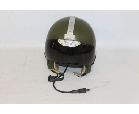 A HELMETS LIMITED R.A.F MK4 PILOT/AIRCREW FLYING HELMET, with tinted visor and, inner liner with ear cups and lead, size medi
