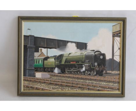 ROBERT K. CALVERT -  OIL PAINTING ON CANVAS, depicting West Country Train 34027 Taw Valley at Southampton, signed (Birmingham