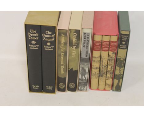 FOLIO SOCIETY - FIRST WORLD WAR INTEREST - Seigfried Sassoon, boxed set of three volumes, Barbara W. Tuchman, boxed set of tw