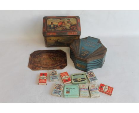 A LATE VICTORIAN J &amp; J COLMAN'S MUSTARD SHOP TIN WITH VARIOUS SCENES, including "The Stag at Bay", "The Wounded Hound", e
