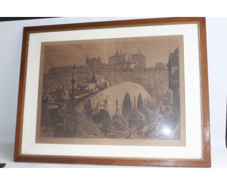 ALEX HAIG ETCHING "PAMPLONA RETURNING FROM THE FAIR", signed to the lower right 129 cm x 96 cm including frame