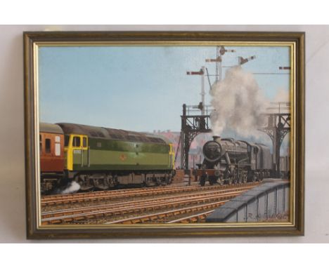 ROBERT K. CALVERT - OIL PAINTING ON CANVAS, depicting Preston 1967 class 47 Brush D1712.8233 signed (Birmingham Artist)