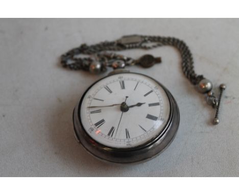 A PAIR CASED VERGE FUSEE POCKET WATCH WITH MOVEMENT marked "George Slater Burslem" hallmarked silver case Birmingham 1836, en