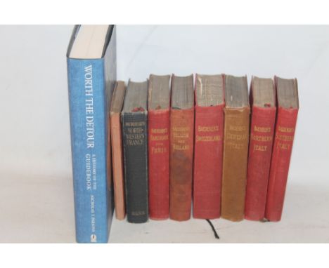 BAEDEKER TRAVEL GUIDES to include Northern Italy 1903, Southern Italy 1908, Central Italy 1890, Switzerland 1891, Belgium and