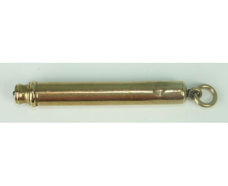 S Mordan & Co, a 9ct gold telescopic pencil marked 'S Mordan & Co 9.375', total weight 19g, 6.7cm closed, 12.1cm open, dents 