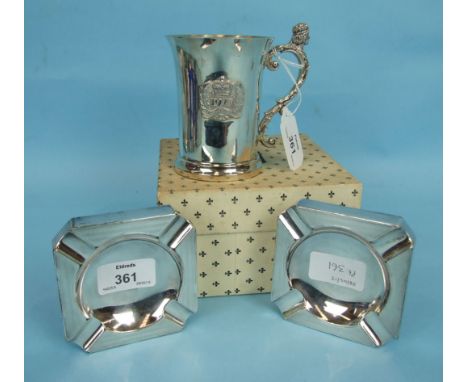 A Birmingham Mint Collection Ltd Elizabeth II Silver Jubilee silver tankard, 11cm high, Birmingham 1977, ___9oz, in original 