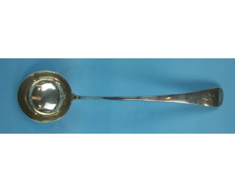 A Georgian Old English pattern silver ladle engraved with stag's head crest, makers TN GB, London 1794, ___5oz.