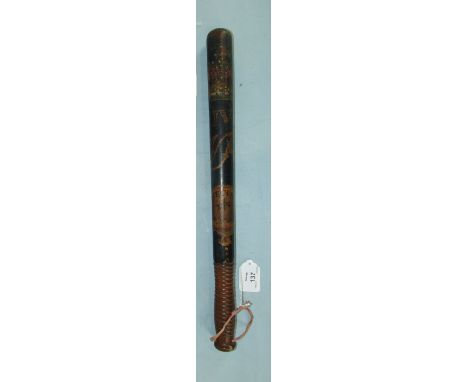 A William IV truncheon with Royal cypher and cartouche marked Special Constable above a ring-turned grip, 46cm, worn.