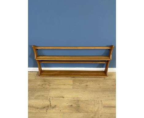Ercol style wall hanging plate rack, 97 x 13 x 49cms. Estimate £30-50