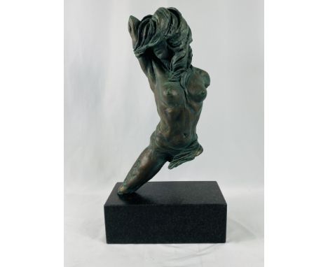 Costanzo Mongini (Italian, 1918-1981) Patinated bronze sculpture on stone base, total height 58cms and width 33cms, signed by