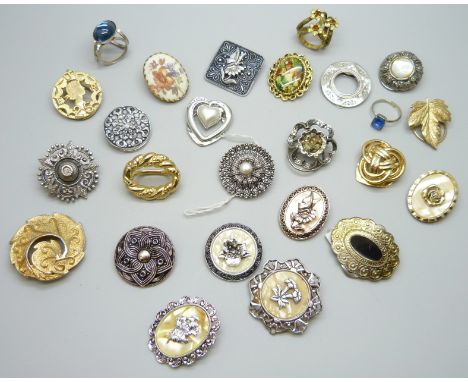 A collection of scarf clips 