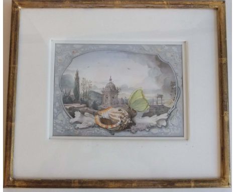 A pair of watercolours  “Capriccio.”  Temple with Holy man  and Temple by Kahane by Graham Rust signed lower rightH13cm W18cm
