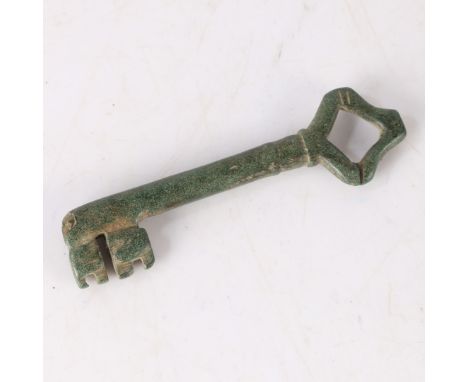 With loop bow and two bits, 9cm long.  Found in Suffolk.  *CR  Good found condition, small crack.