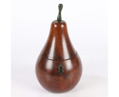 An Early 20th century oak tea caddy in the form of a pear, 22.5cm high.  *CR  general marks.