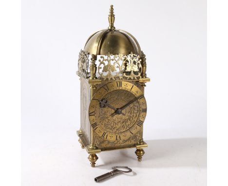 A 17th Century style engraved brass lantern clock bearing signature William Bowyer, London 1623, the dial foot signed Samuel 