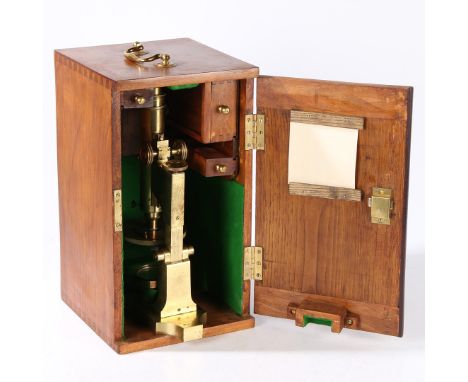 A 19th century Microscope by R. J. Beck Ltd, No 21066, housed within a fitted case (later case), 40cm high including case.  *