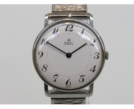 EBEL: a mid 20th Century stainless steel cased gent's wristwatch with manual wind movement, Arabic enamelled dial, case diame